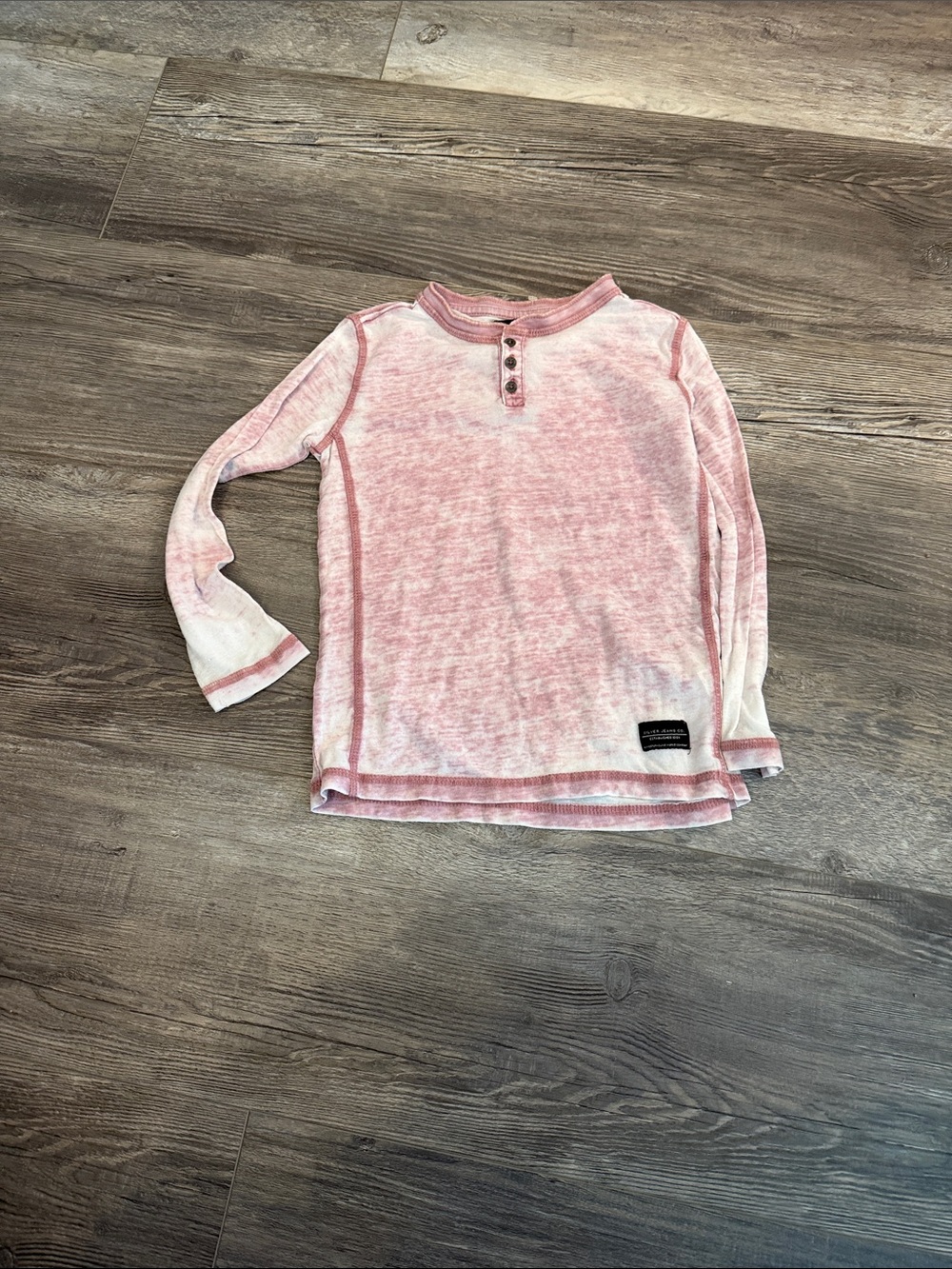 Silver Jeans Striped Trim Pink Long-Sleeve Henley Top for Kids